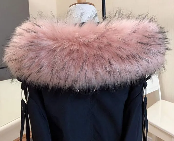 Pink Sew-in Fur Hood Attachment in pink, featuring a luxurious fur texture, designed to complement a hijab and elevate bridal style.